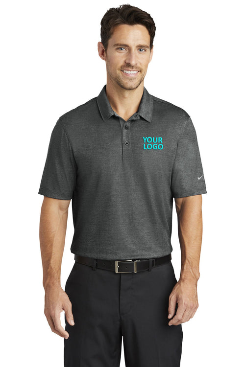 Nike Ladies Dri-FIT Crosshatch Customized Polos, Anthracite/ Black