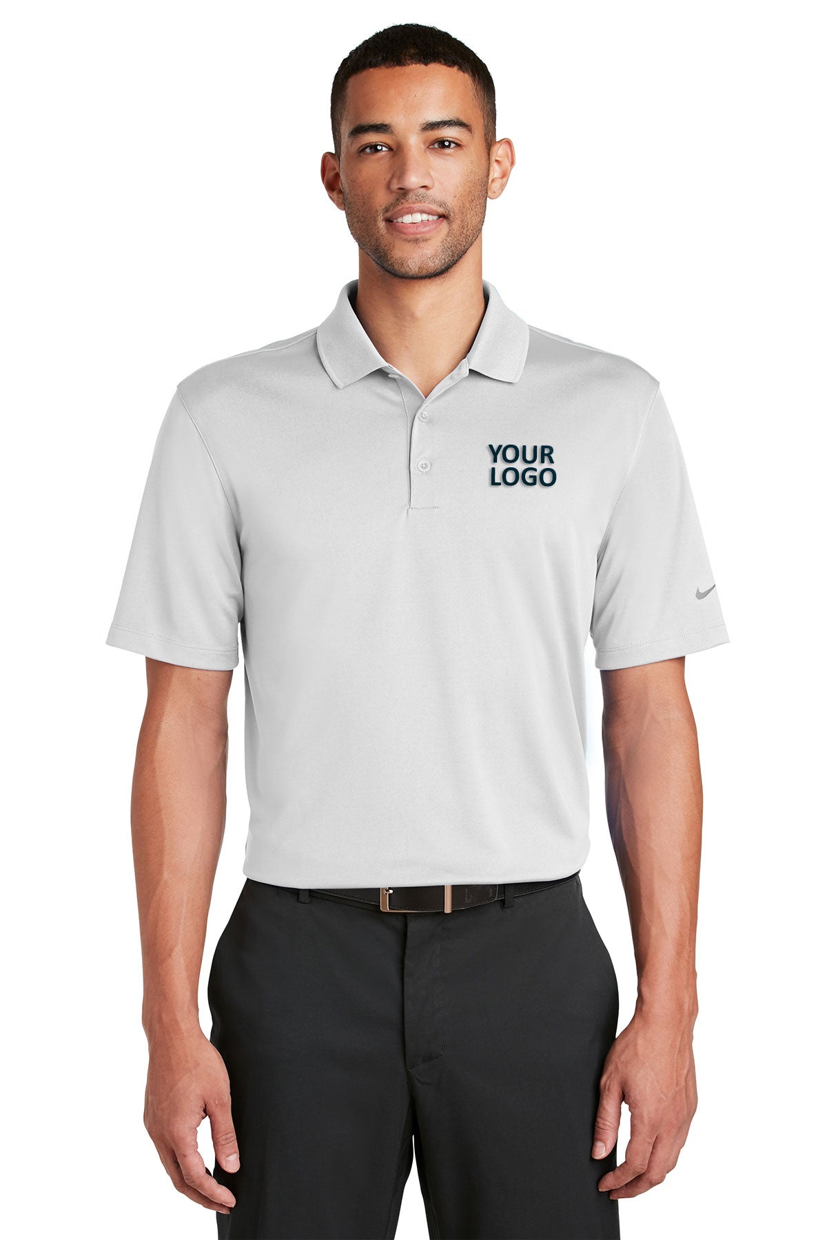 Nike Dri-FIT Players Custom Polos with Flat Knit Collar, White