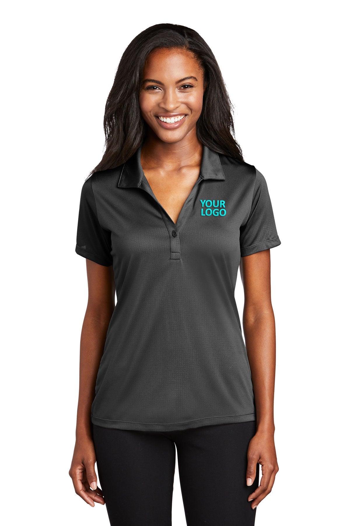 Sport-Tek Ladies Embossed PosiCharge Branded Tough Polos, Black