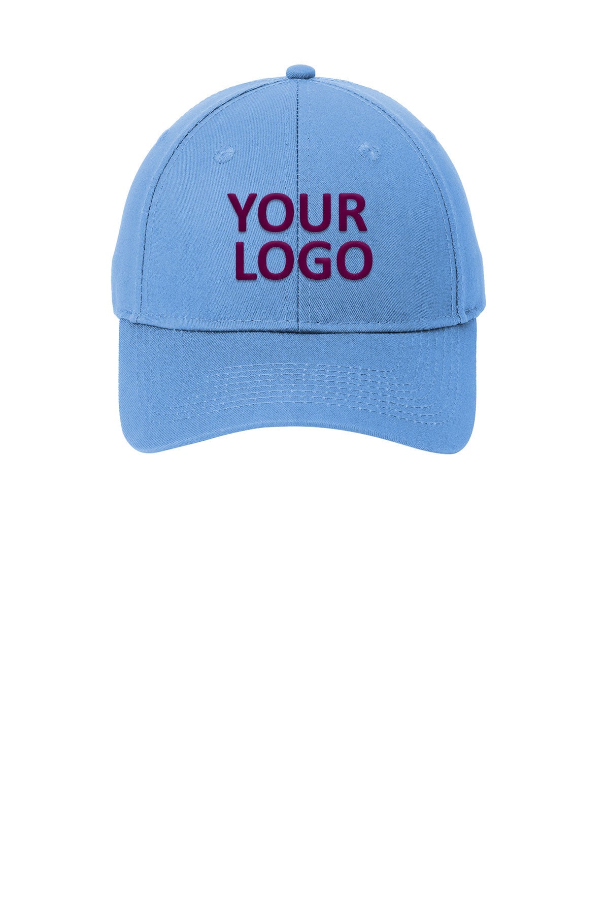 Port Authority Six Panel Twill Customized Caps, Carolina Blue