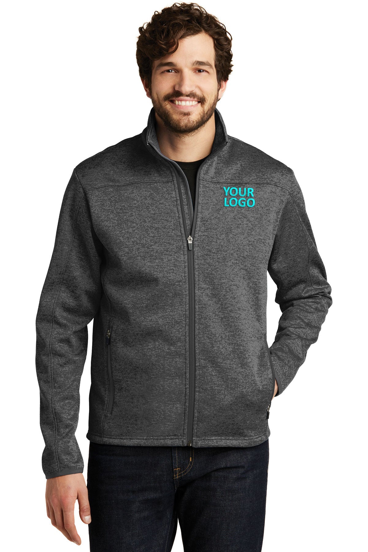 Eddie Bauer Black Heather/ Black EB540 business logo jackets