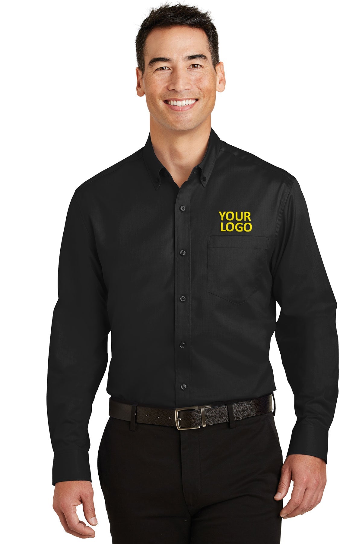 Port Authority Tall SuperPro Custom Twill Shirts, Black