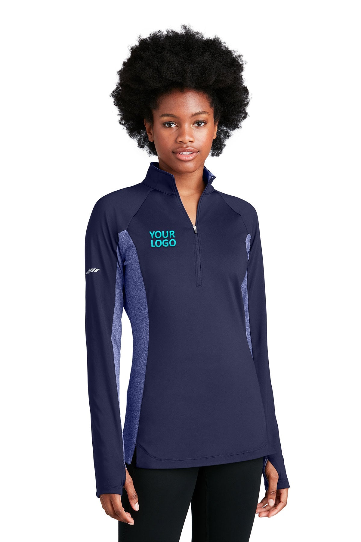 Sport-Tek True Navy/ True Navy Heather LST854 custom work sweatshirts