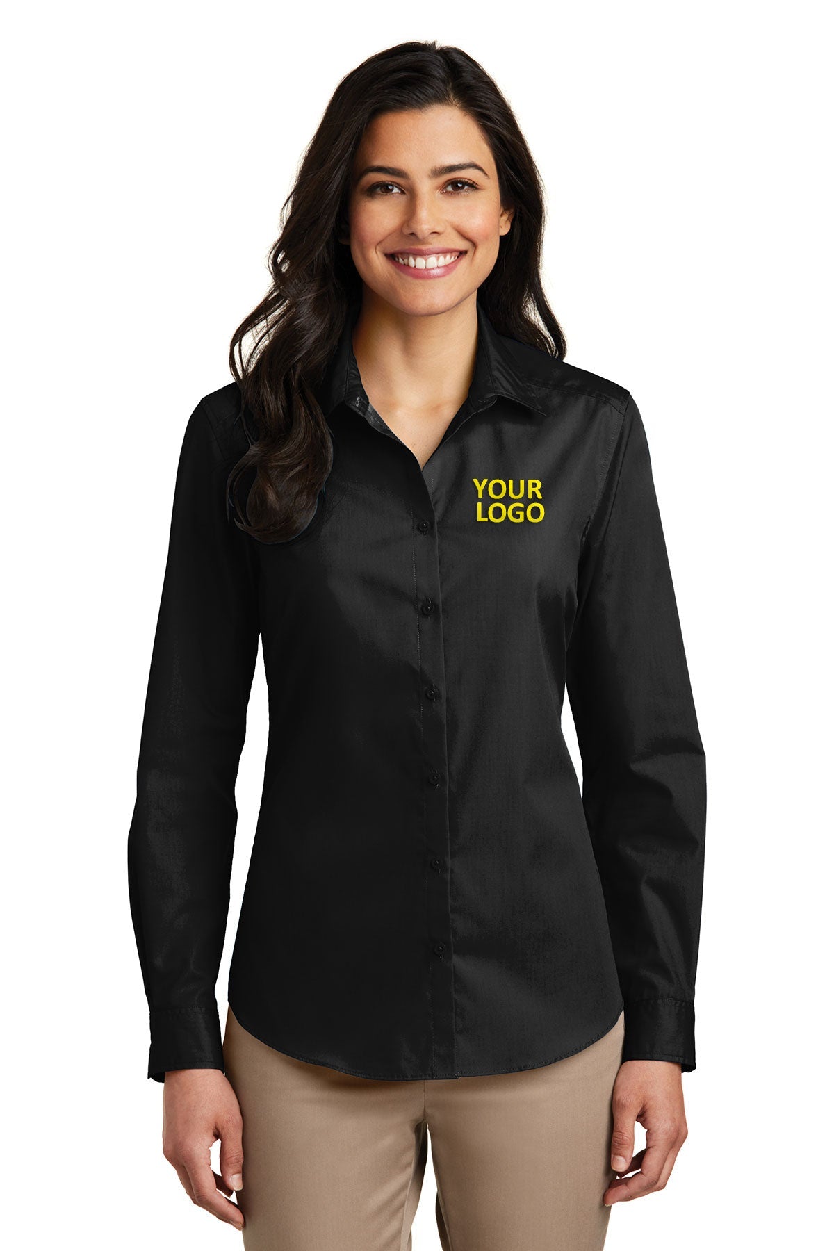 Port Authority Deep Black LW100 company logo shirts