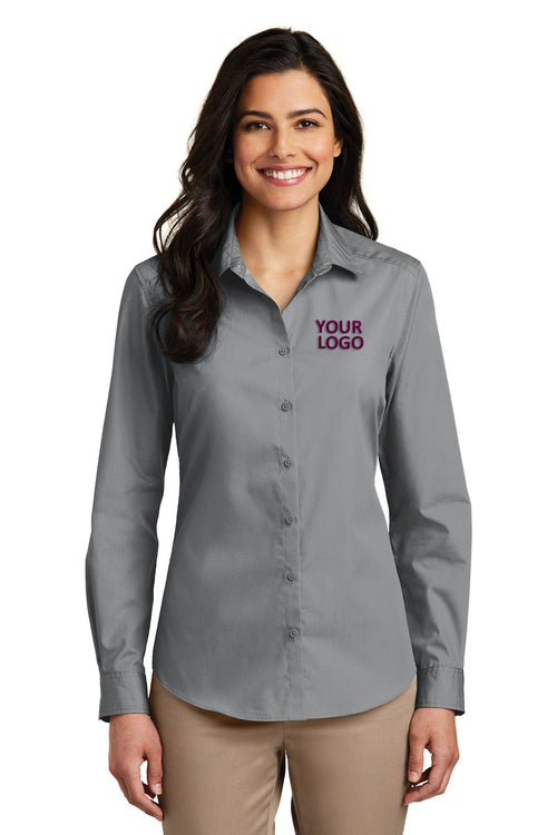Port Authority Carefree Poplin Custom Shirts, Gusty Grey