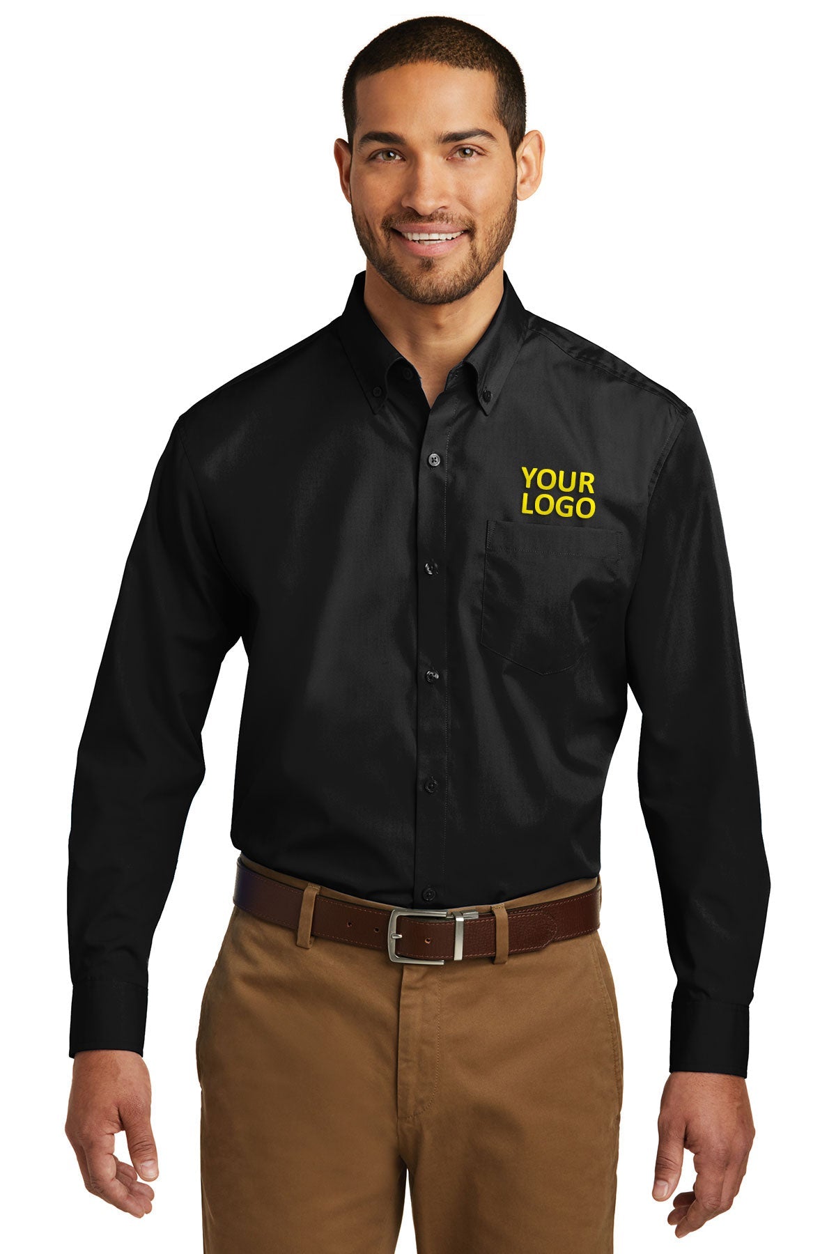 Port Authority Carefree Poplin Custom Shirts, Deep Black [Adam Equipment]