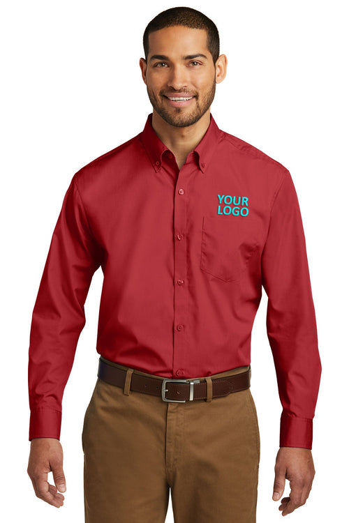 Port Authority Ladies Carefree Poplin Customized Shirts, Rich Red
