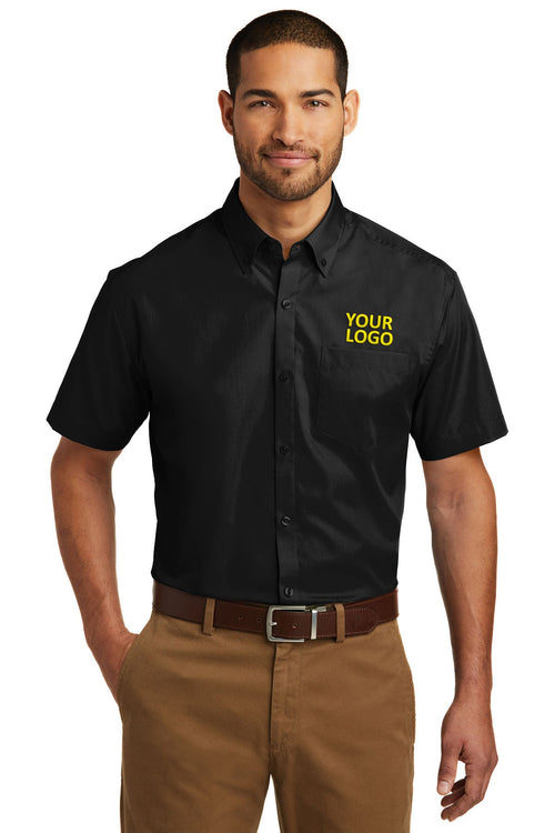 Port Authority Carefree Poplin Custom Shirts, Deep Black