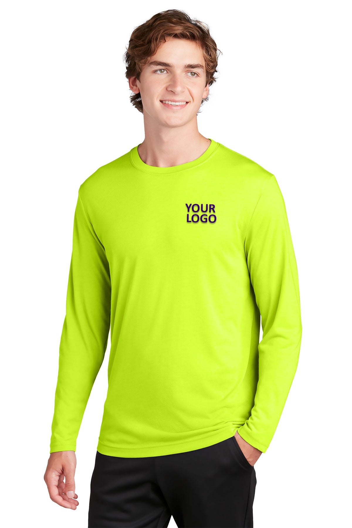 Sport-Tek Long Sleeve PosiCharge Competitor Custom Cotton Touch Tee's, Neon Yellow