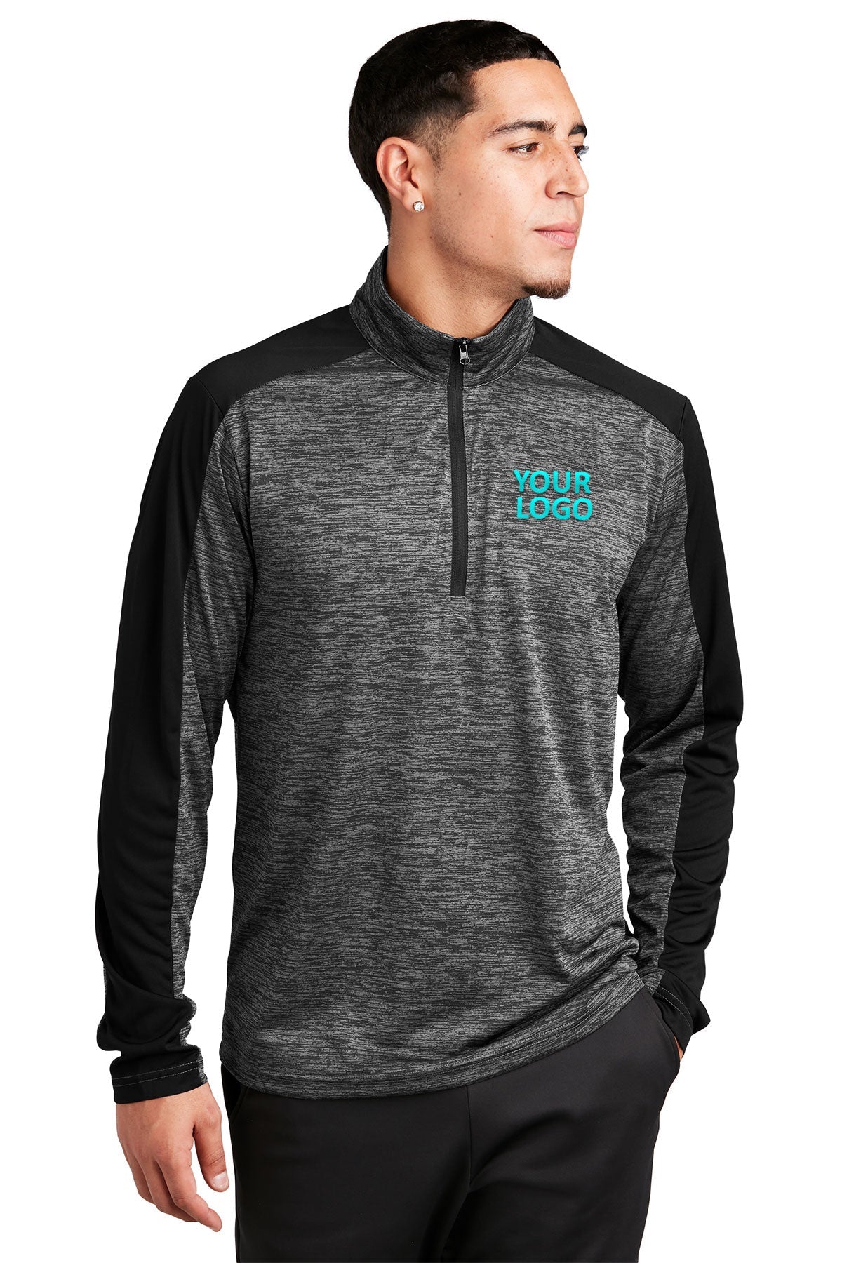 Sport-Tek Grey-Black Electric/ Black ST397 sweatshirts custom logo