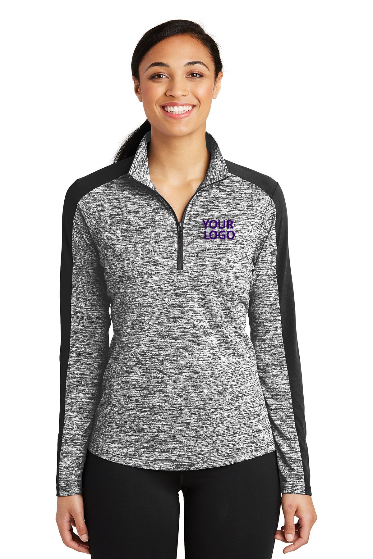 Sport-Tek Black Electric/ Black LST397 custom work sweatshirts
