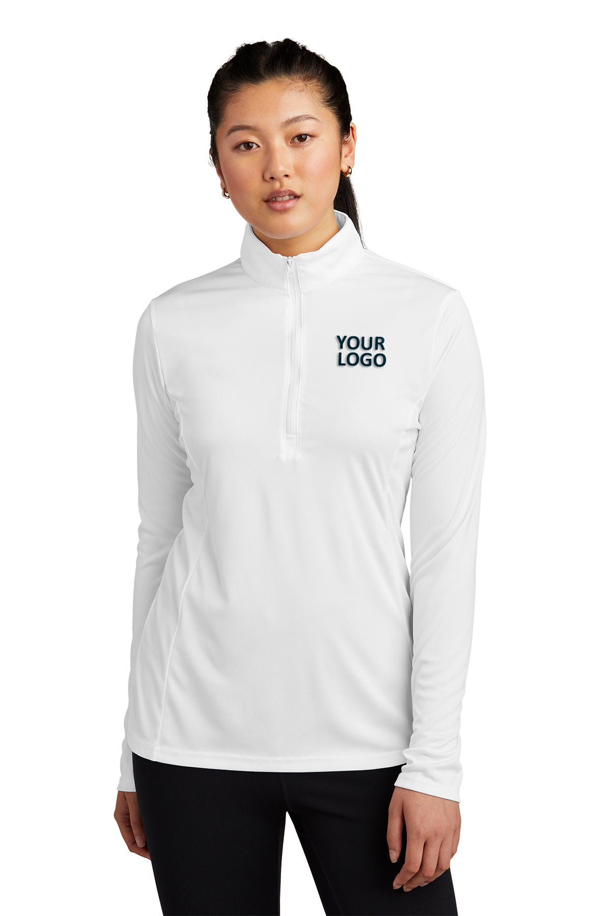 Sport-Tek Ladies PosiCharge Competitor Branded 1/4-Zip Pullovers, White [ERES]