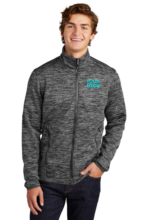 Sport-Tek Ladies PosiCharge Electric Heather Branded Soft Shell Jackets, Black Electric