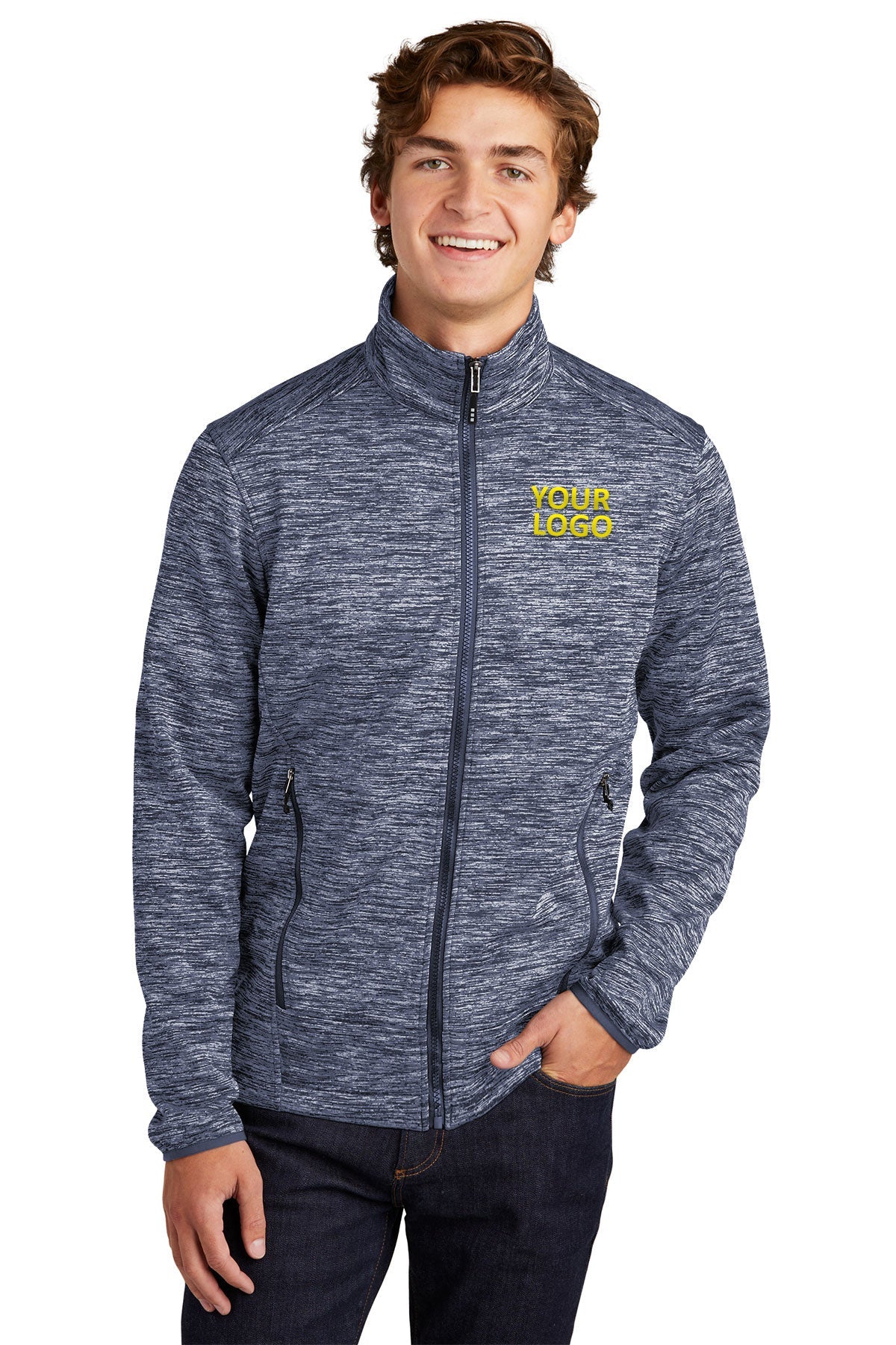 Sport-Tek True Navy Electric JST30 custom jackets with logo