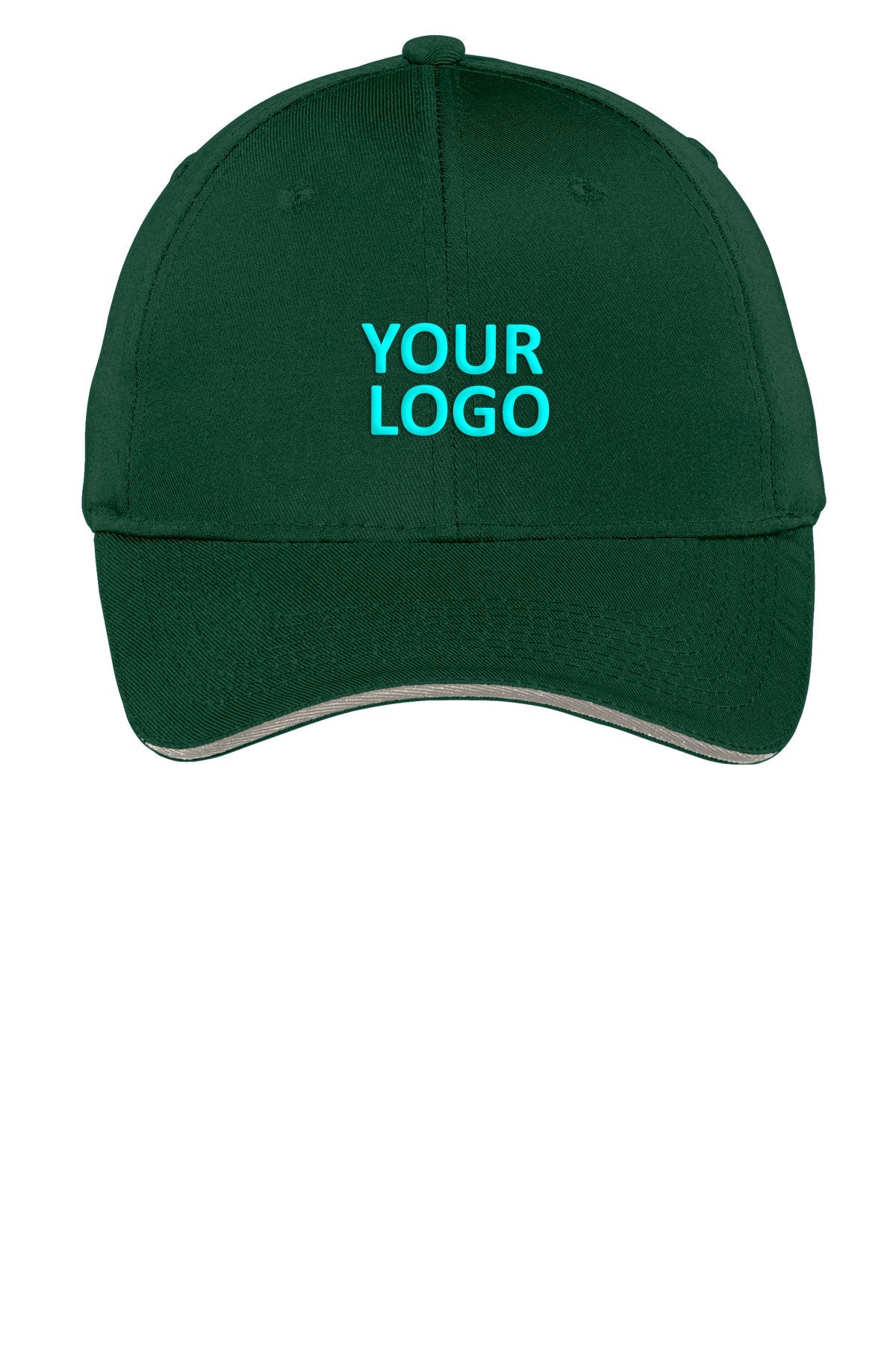 Port Authority Sandwich Bill Custom Caps, Hunter/Khaki