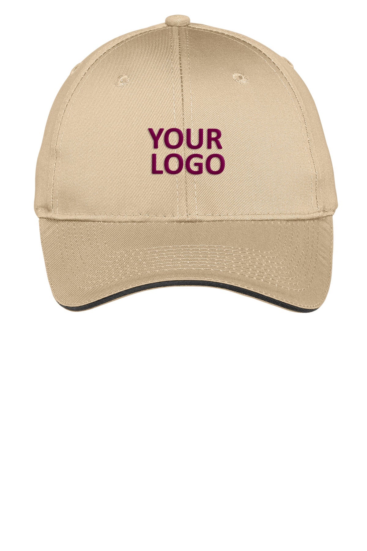 Port Authority Sandwich Bill Branded Caps, Stone/Black