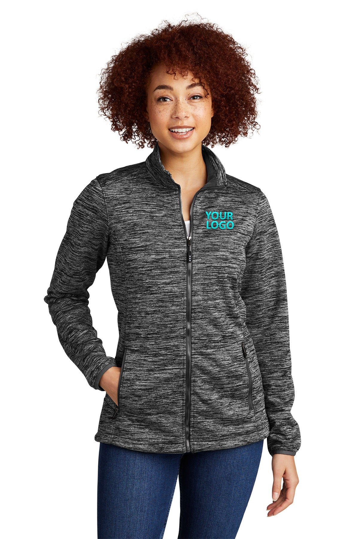 Sport-Tek Black Electric LST30 company logo jackets