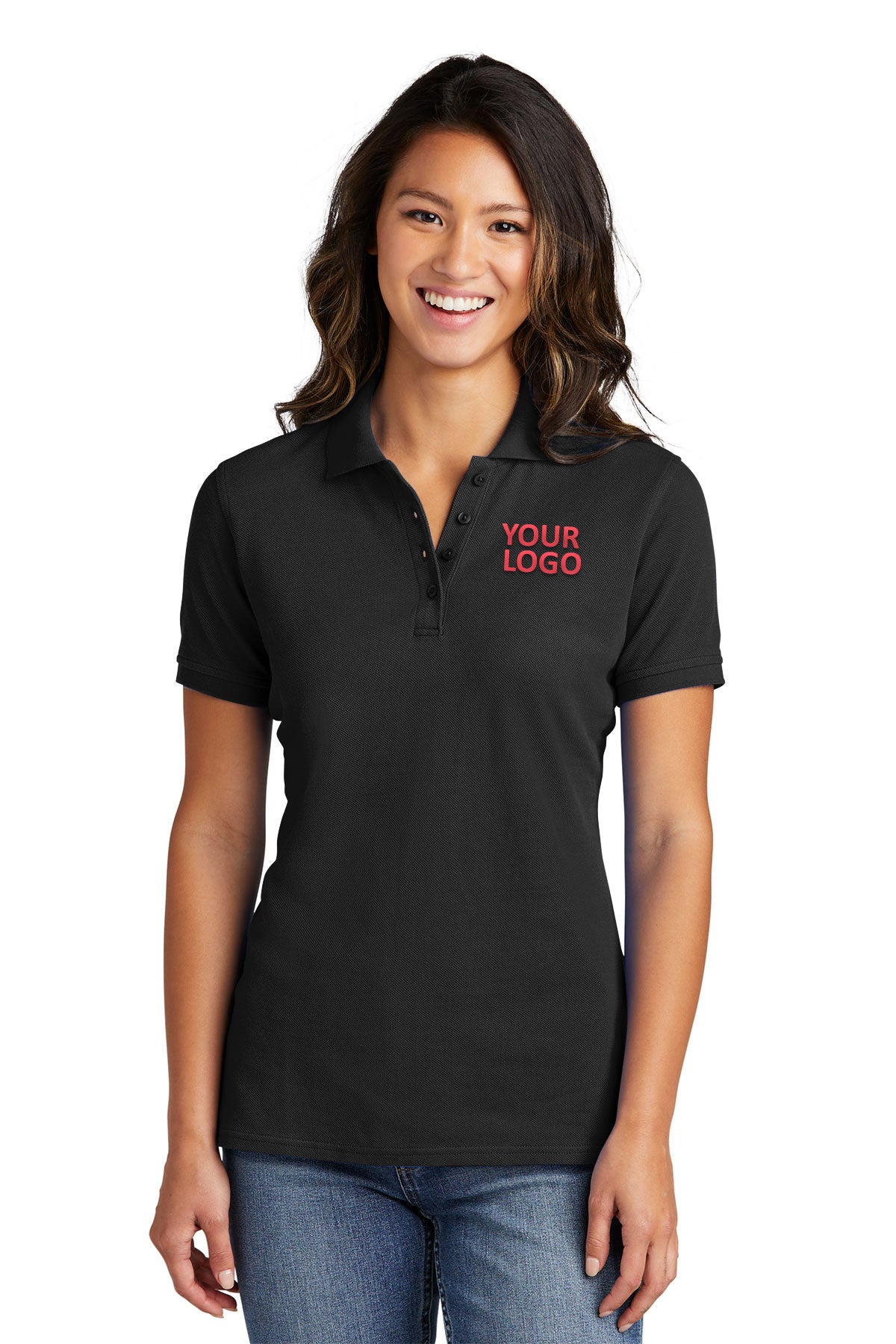 Port & Company Ladies Ring Spun Customized Polos, Jet Black [Adam Equipment]