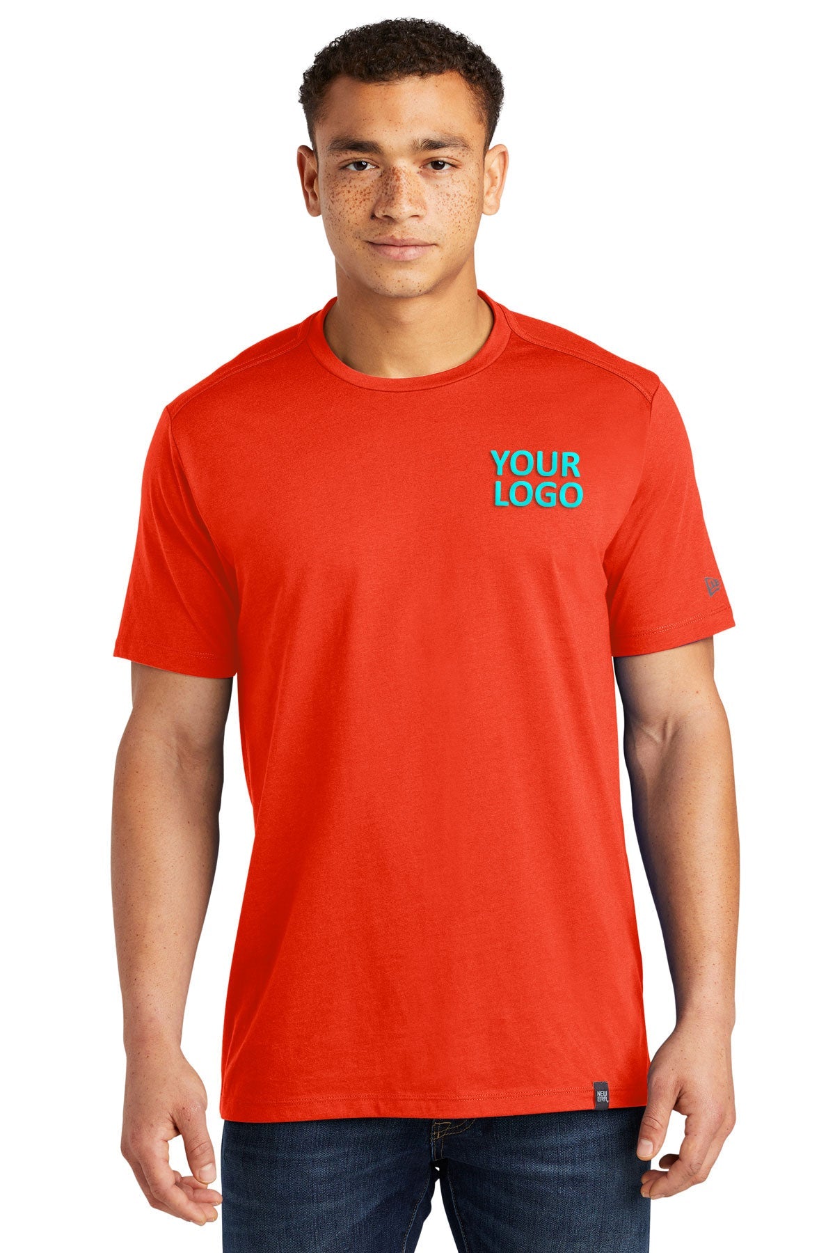 New Era Heritage Blend Custom Printed Tee's, Deep Orange