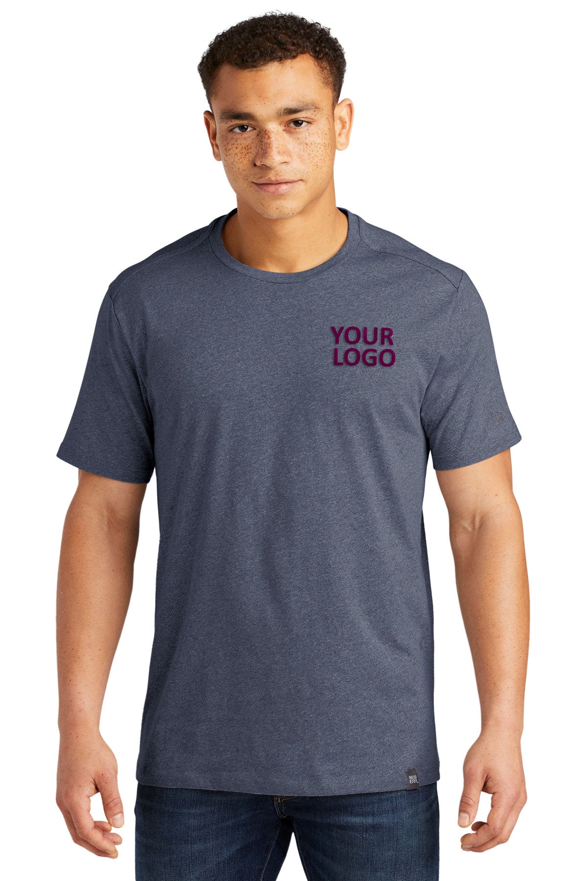 New Era Heritage Blend Custom Printed Tee's, True Navy Heather