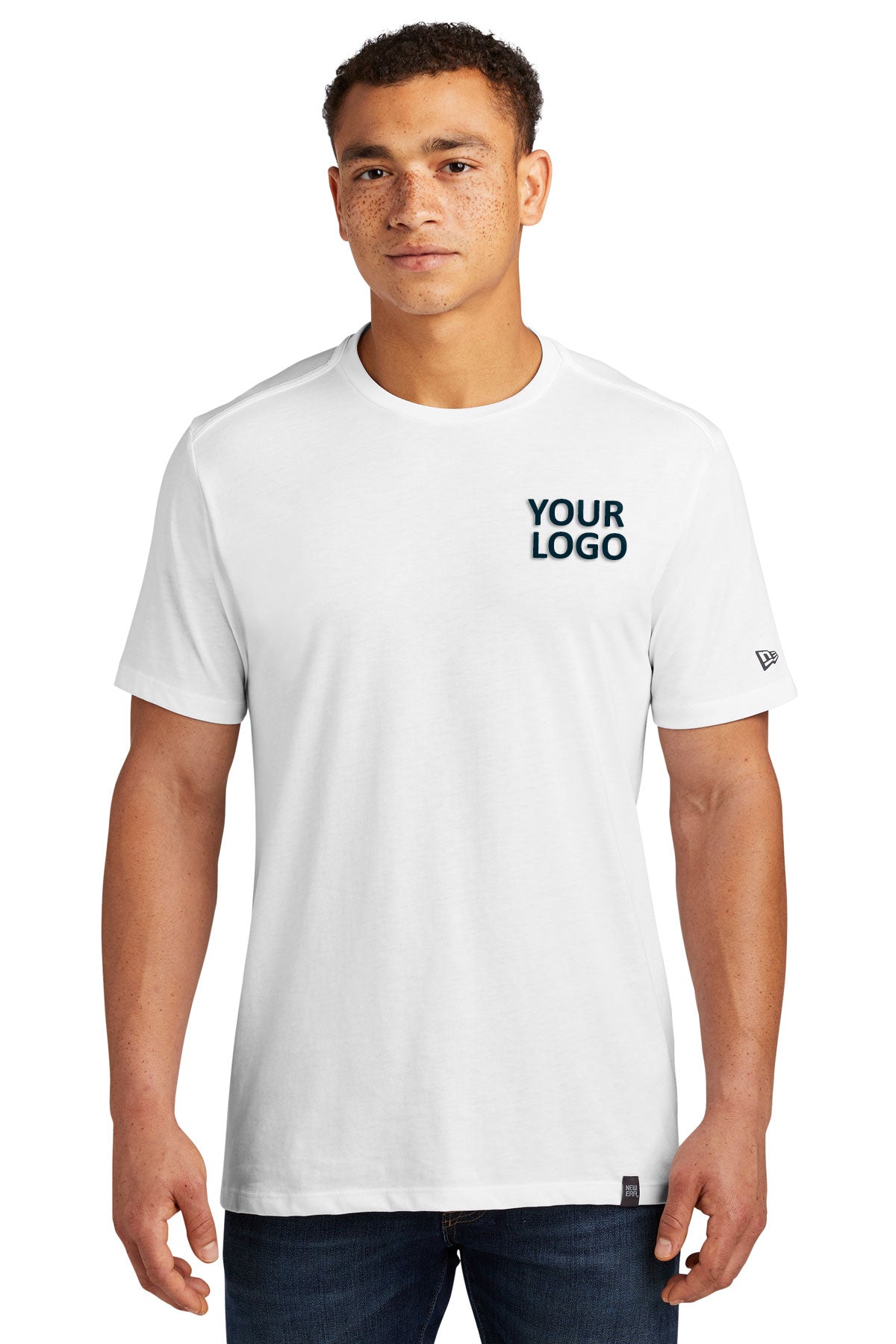 New Era Heritage Blend Custom Printed Tee's, White