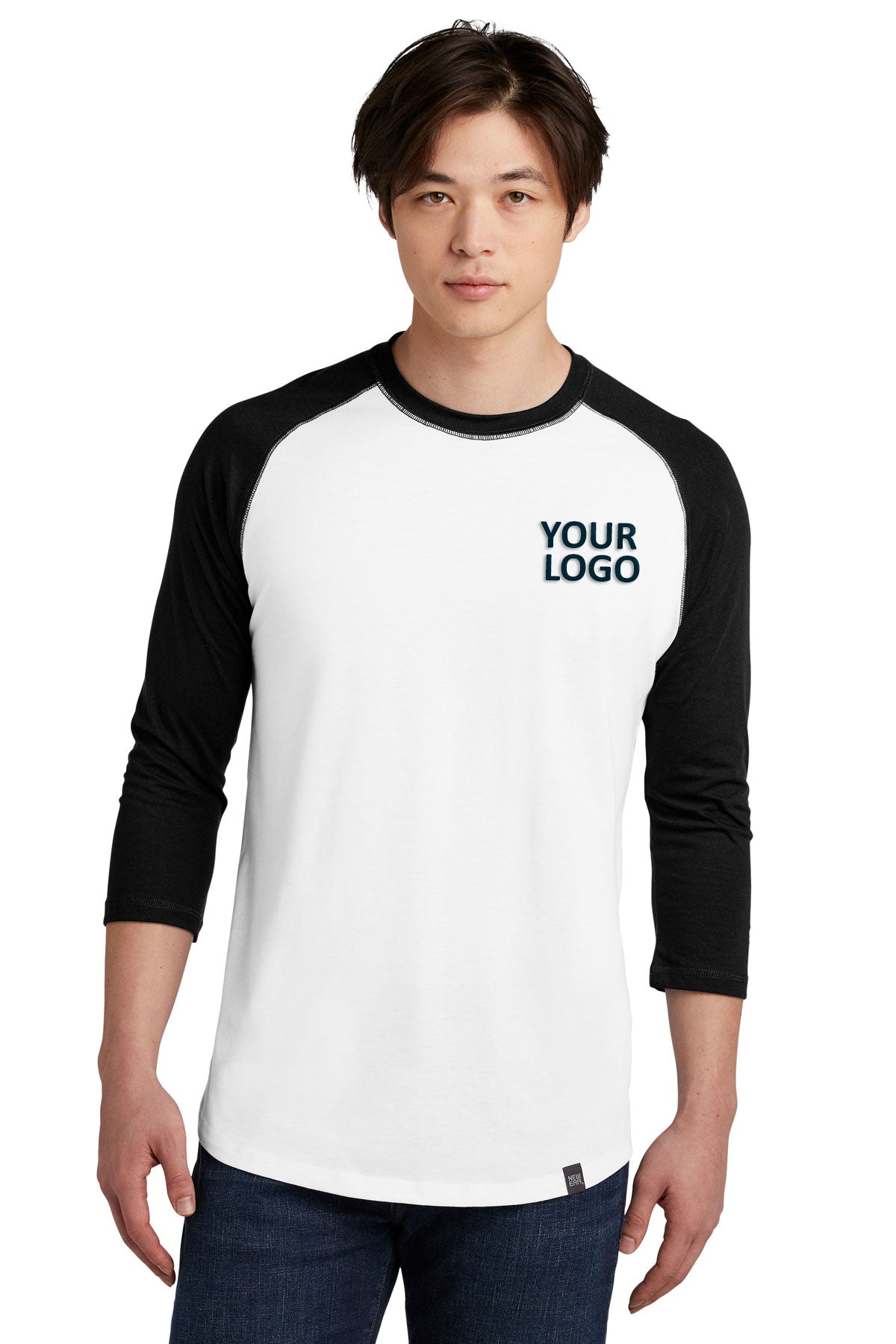 New Era Heritage Blend 3/4-Sleeve Baseball Printed Tee's, Black/ White