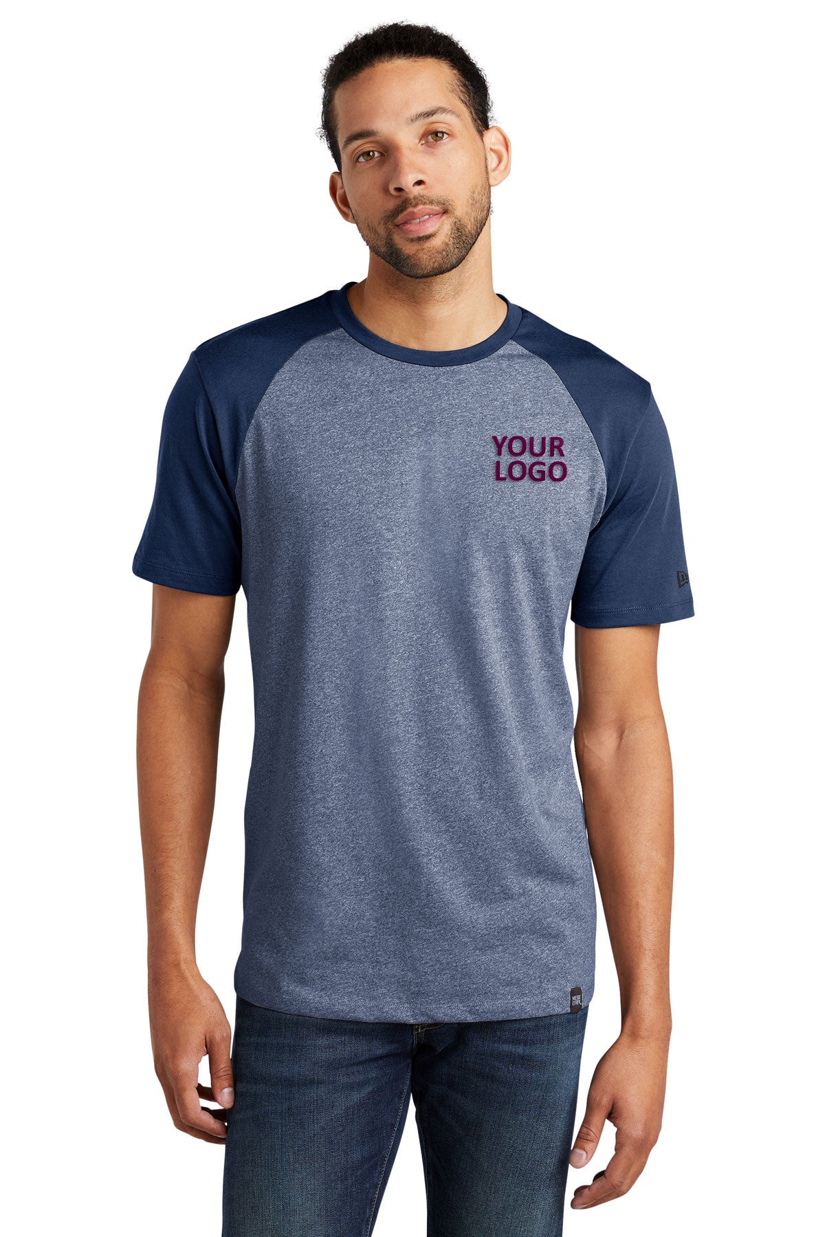 New Era Heritage Blend Varsity Custom Printed Tee's, Dark Royal/ Dark Royal Twist