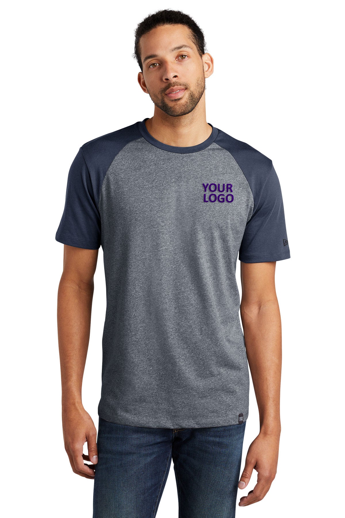 New Era Heritage Blend Varsity Custom Printed Tee's, True Navy/ True Navy Twist
