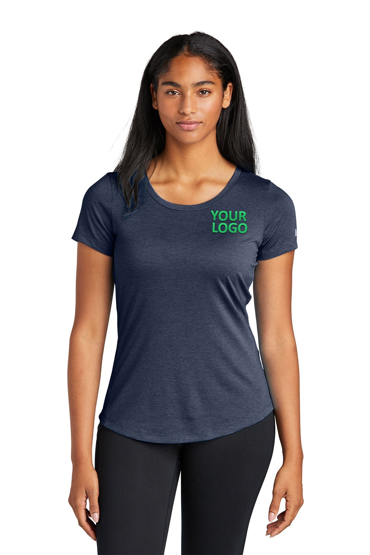 New Era Ladies Performance Scoop Neck Printed Tee's, True Navy