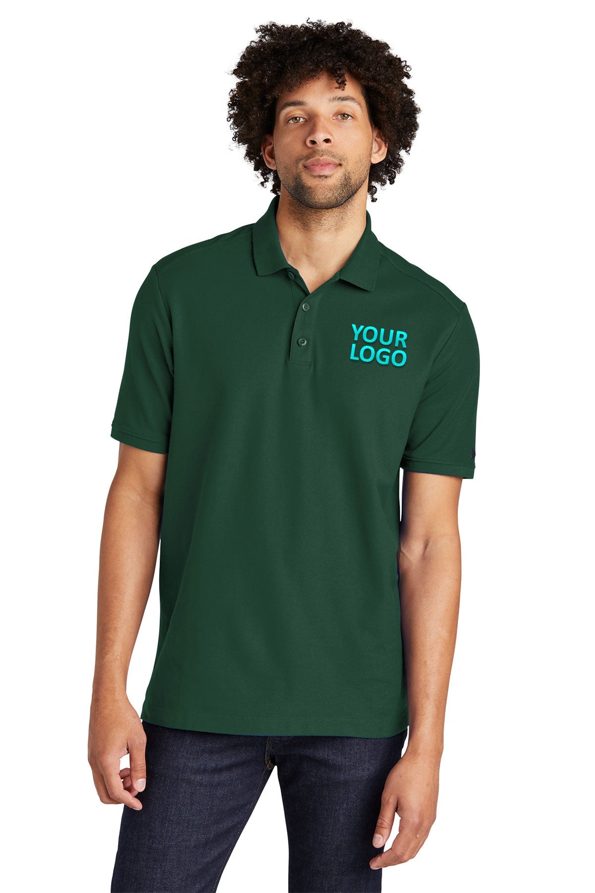 New Era Venue Home Plate Custom Polos, Dark Green