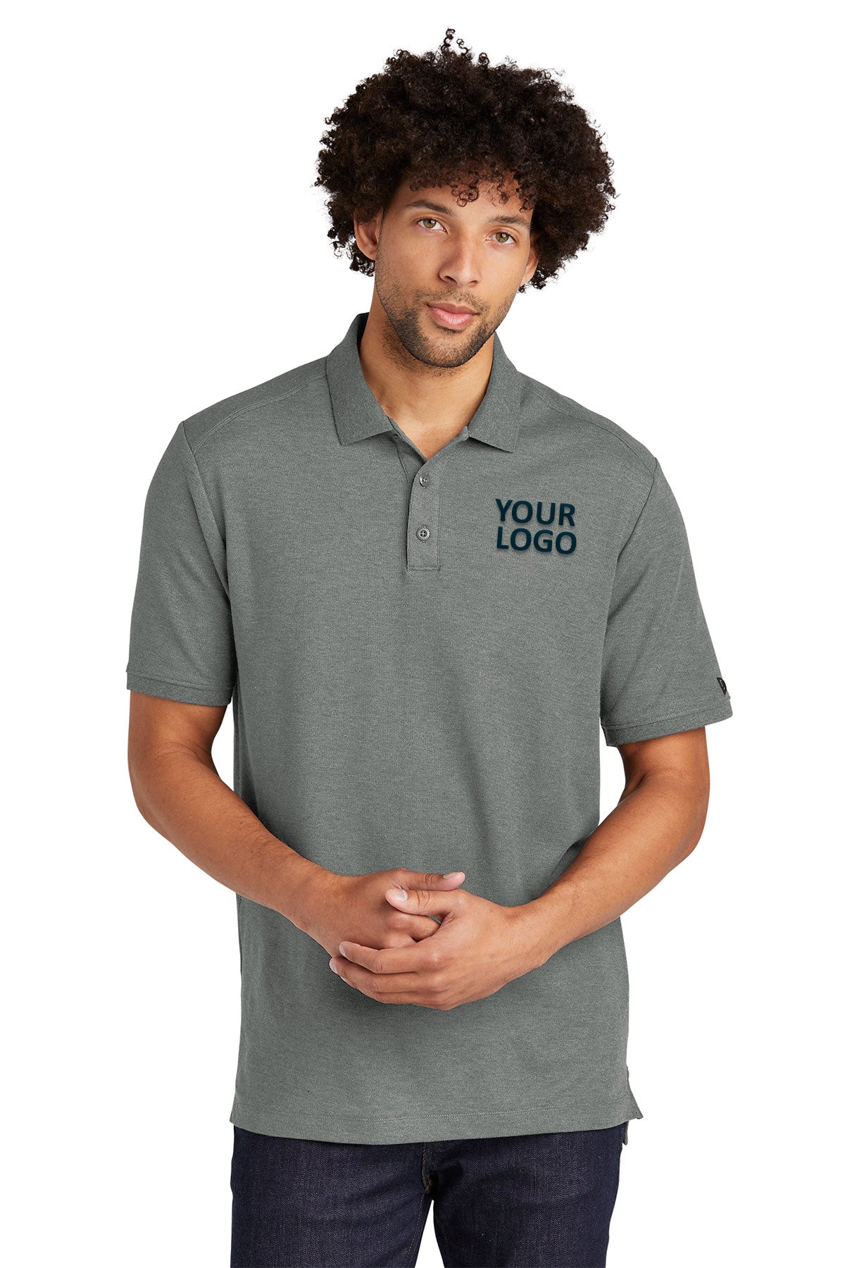 New Era Venue Home Plate Custom Polos, Graphite Heather