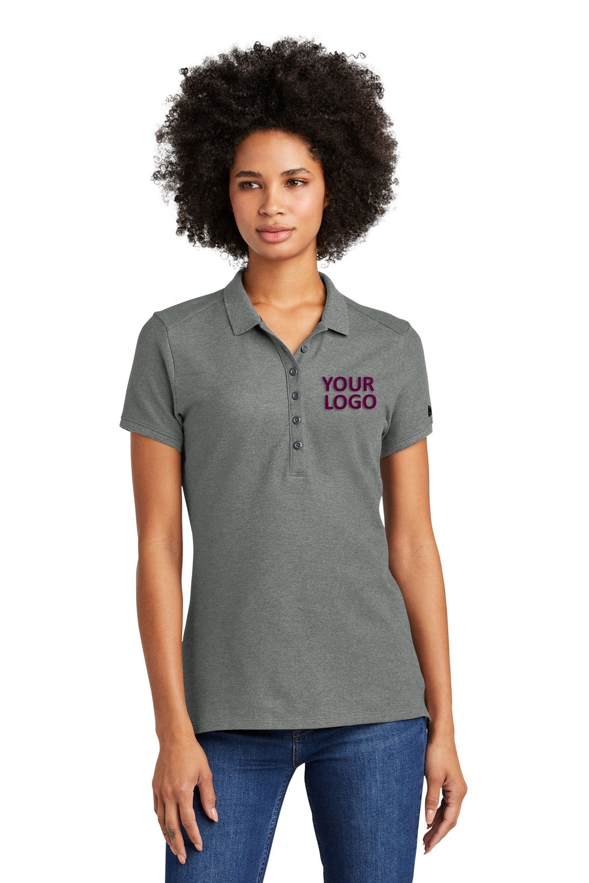 new era graphite heather lnea300 custom design polo shirts