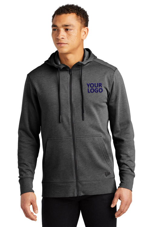 New Era Ladies Tri Blend Fleece Custom Zip Hoodies, Black Heather