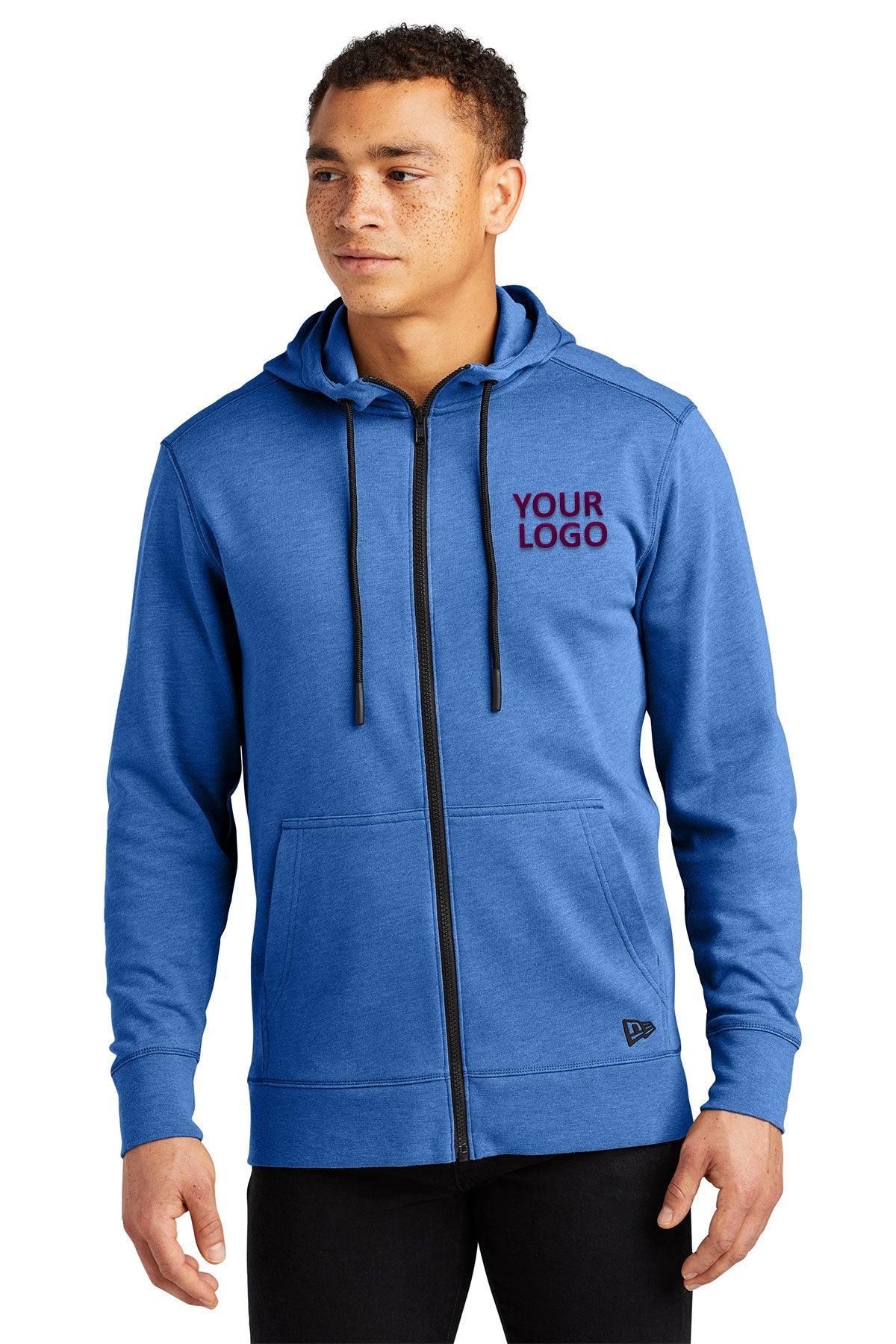 New Era Tri Blend Fleece Custom Zip Hoodies, Royal Heather
