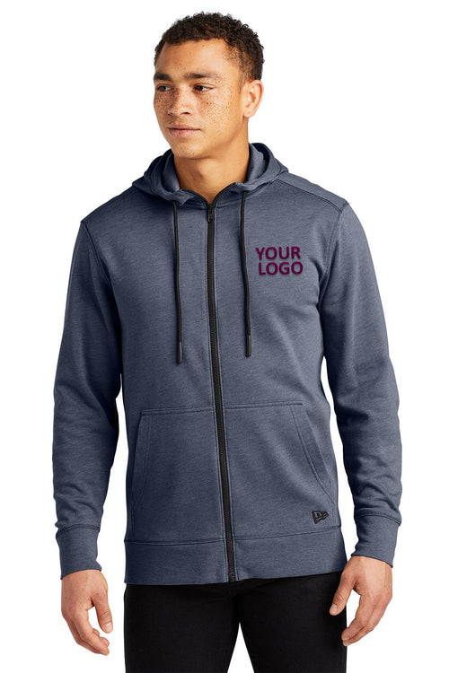 New Era Ladies Tri Blend Fleece Custom Zip Hoodies, True Navy Heather