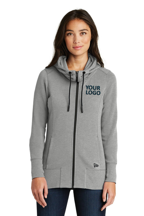 New Era Tri Blend Fleece Custom Zip Hoodies, Shadow Grey Heather