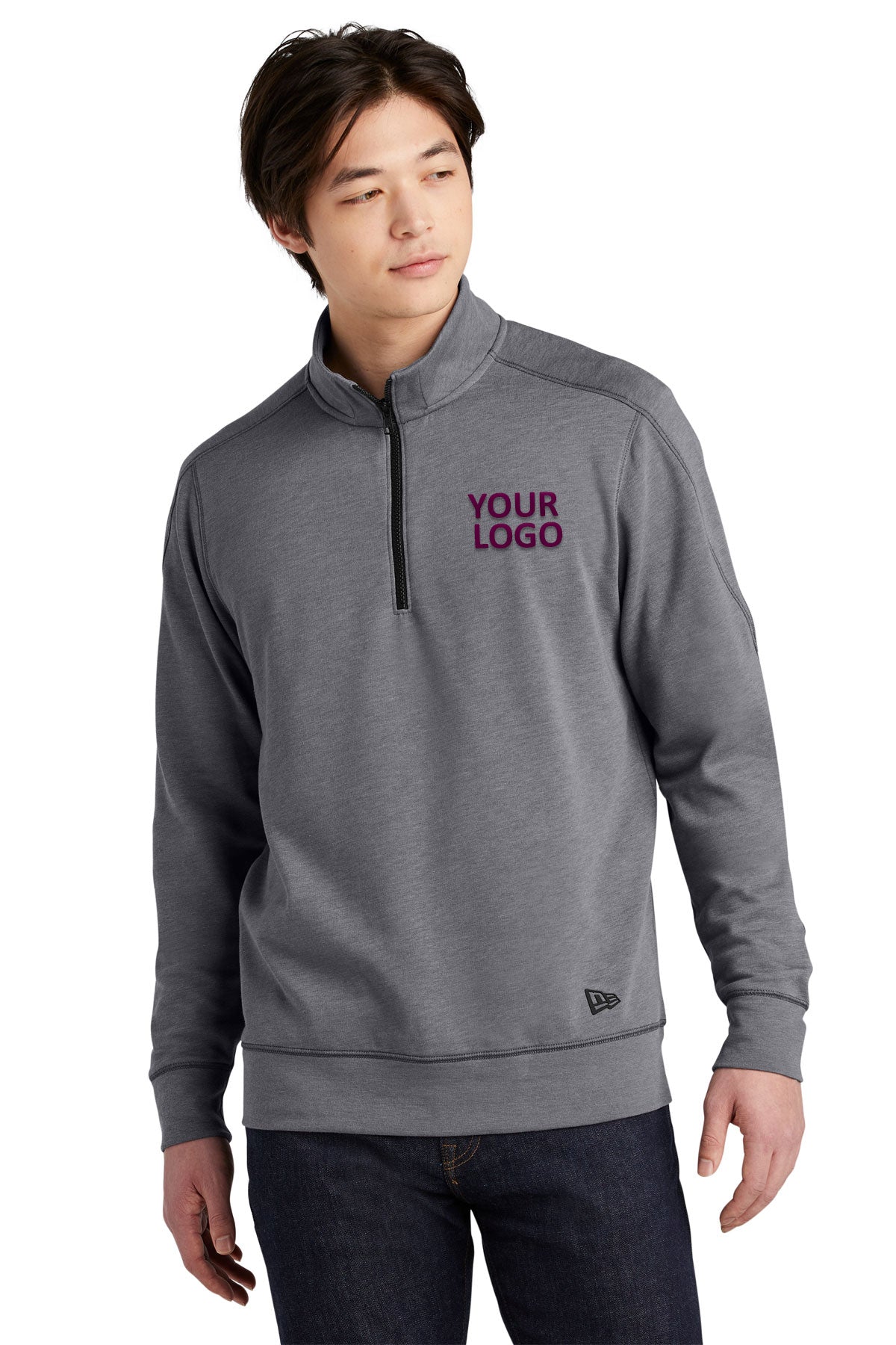 new era shadow grey heather nea512 business sweatshirts with logo