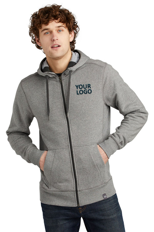New Era Ladies French Terry Custom Zip Hoodies, Light Graphite Twist