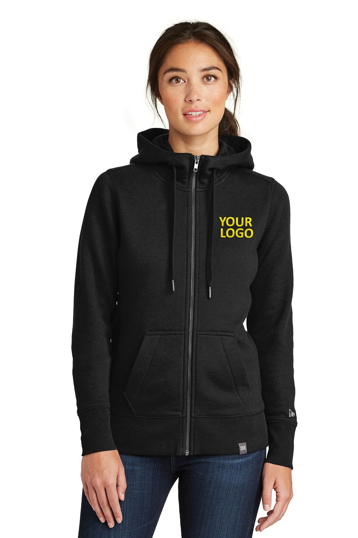 new era black lnea502 sweatshirts with logo printed