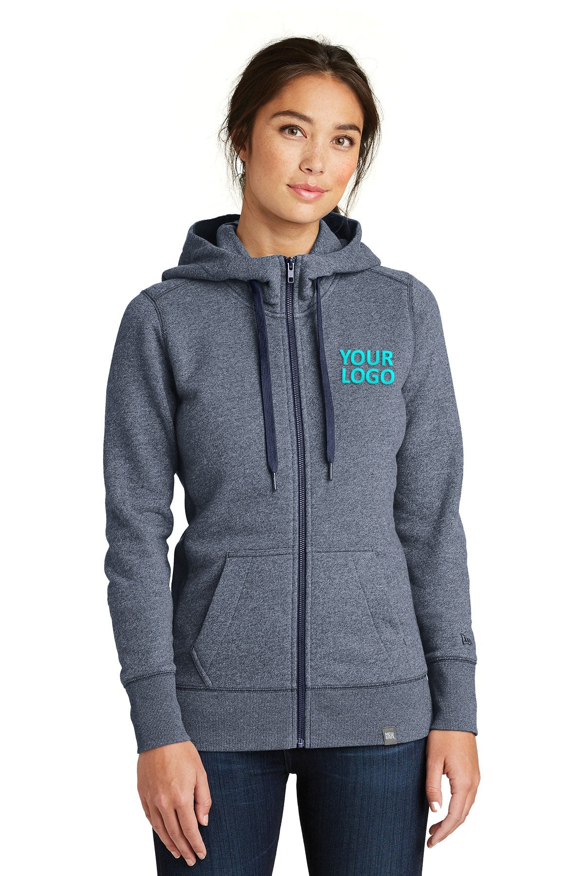 New Era Ladies French Terry Custom Zip Hoodies, True Navy Twist