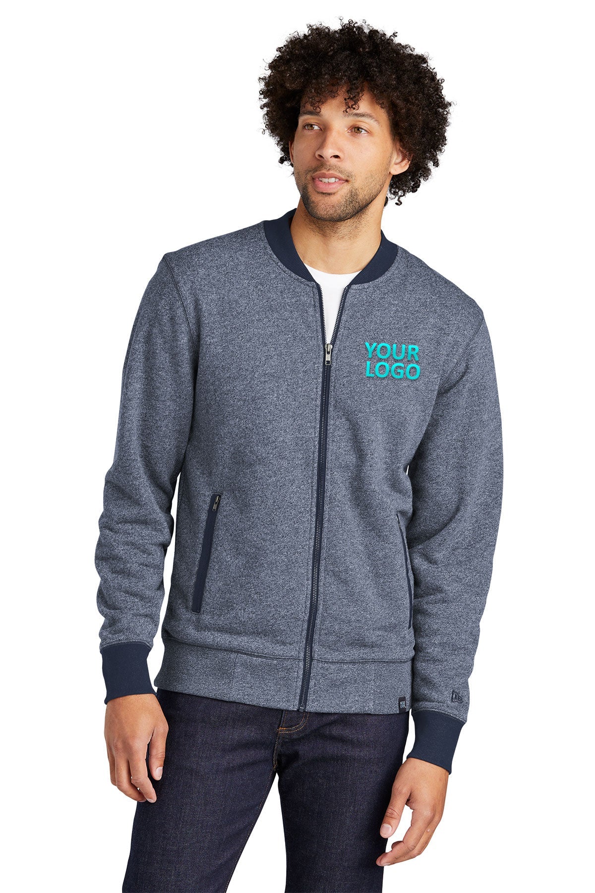new era true navy/ true navy twist nea503 sweatshirts custom logo