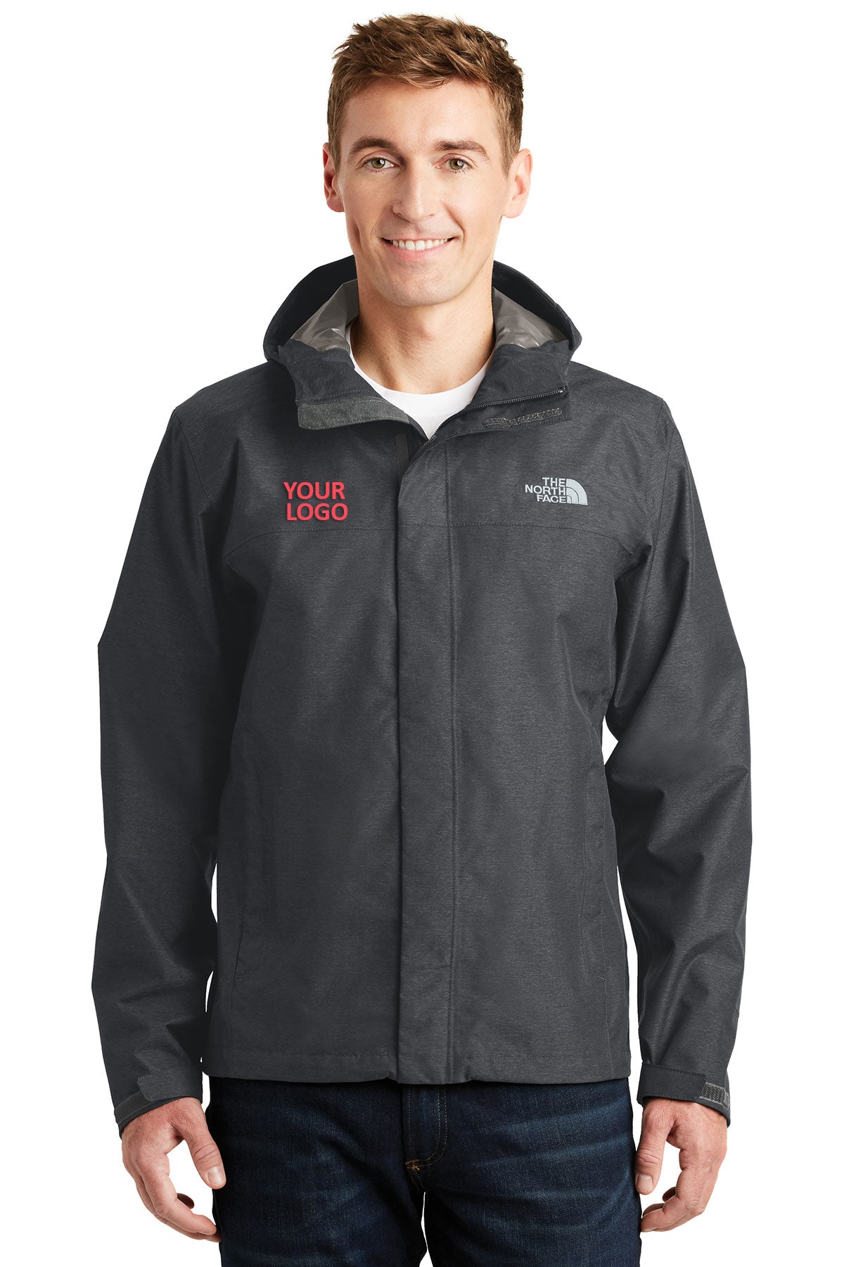 The North Face TNF Dark Grey Heather NF0A3LH4 promotional jackets company logo