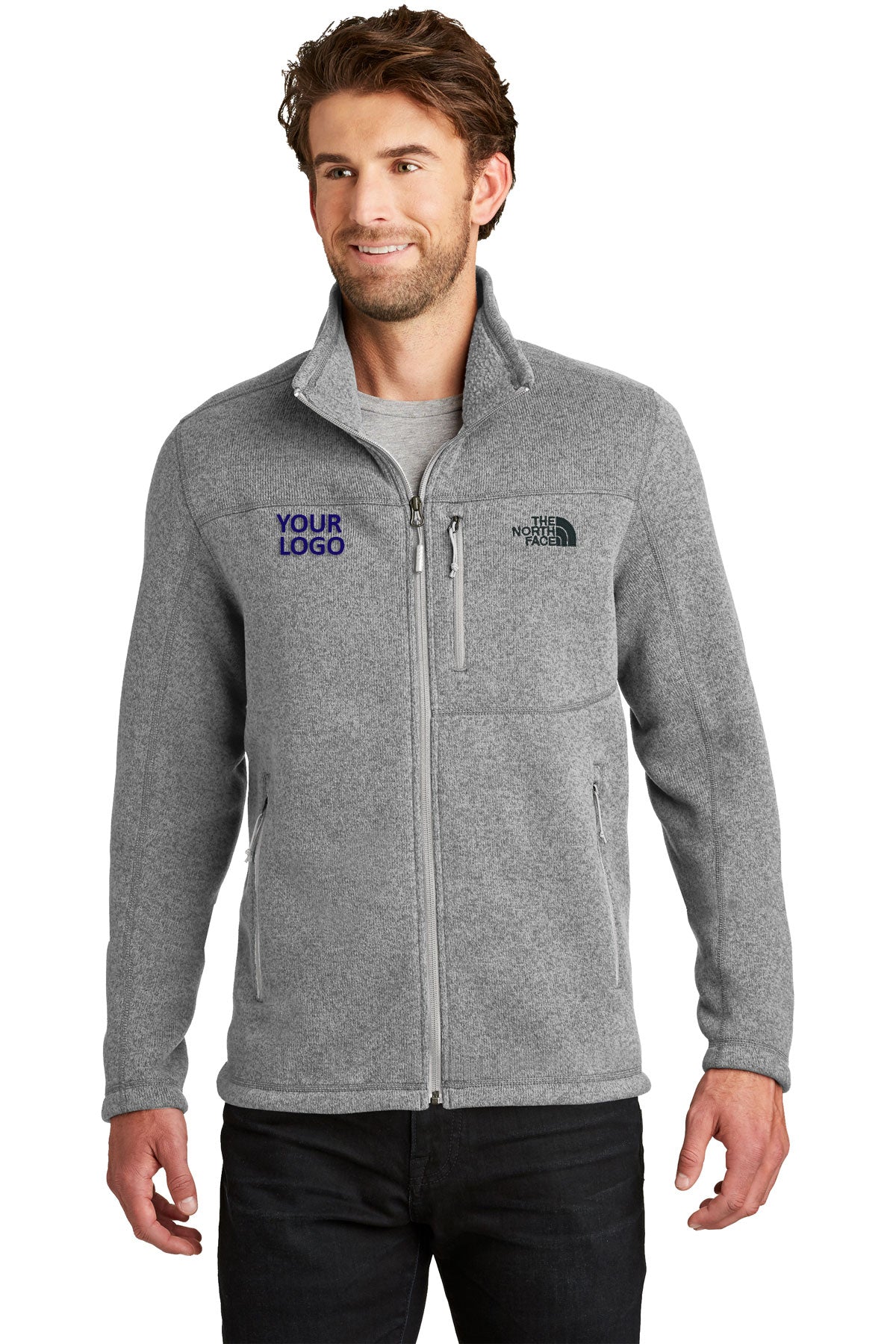 The North Face TNF Medium Grey Heather NF0A3LH7 company jackets with logo