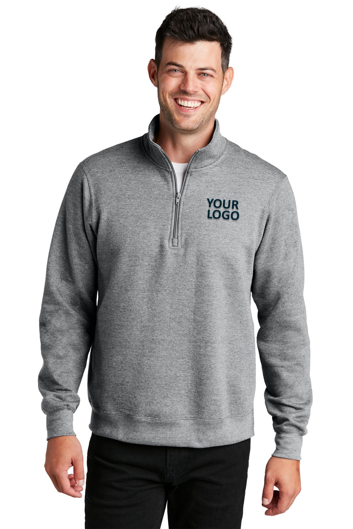 Port & Company Fan Favorite Fleece Branded Quarter Zips, Athletic Heather [Ken Anderson Alliance]