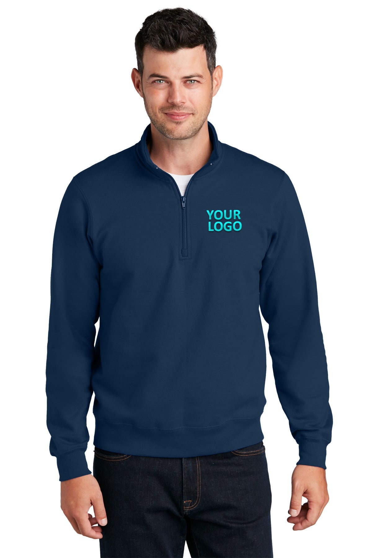port & company team navy pc850q sweatshirts with logos