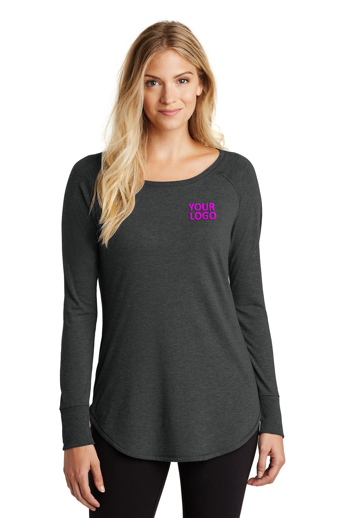 District Made Ladies Perfect Tri Long Sleeves, Black Frost