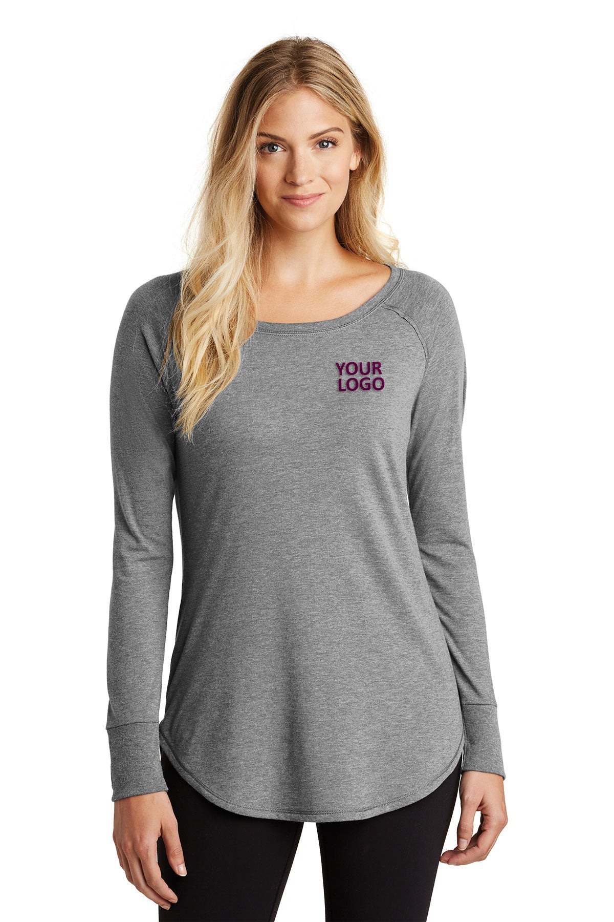 District Made Ladies Perfect Tri Long Sleeves, Grey Frost