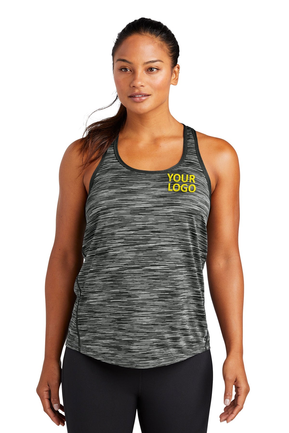 ogio endurance ladies verge racerback tank loe327 blacktop space dye