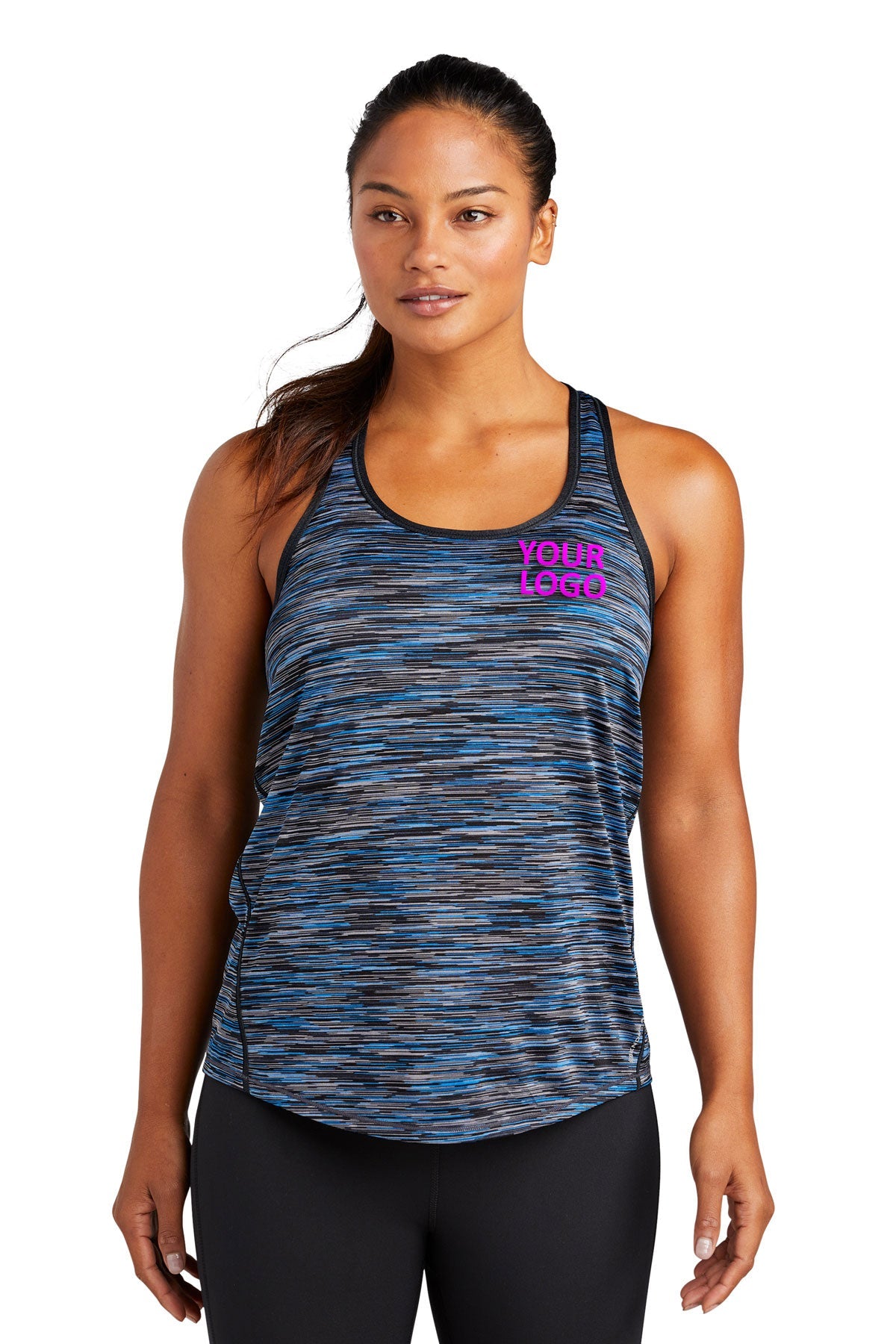 ogio endurance ladies verge racerback tank loe327 electric blue space dye