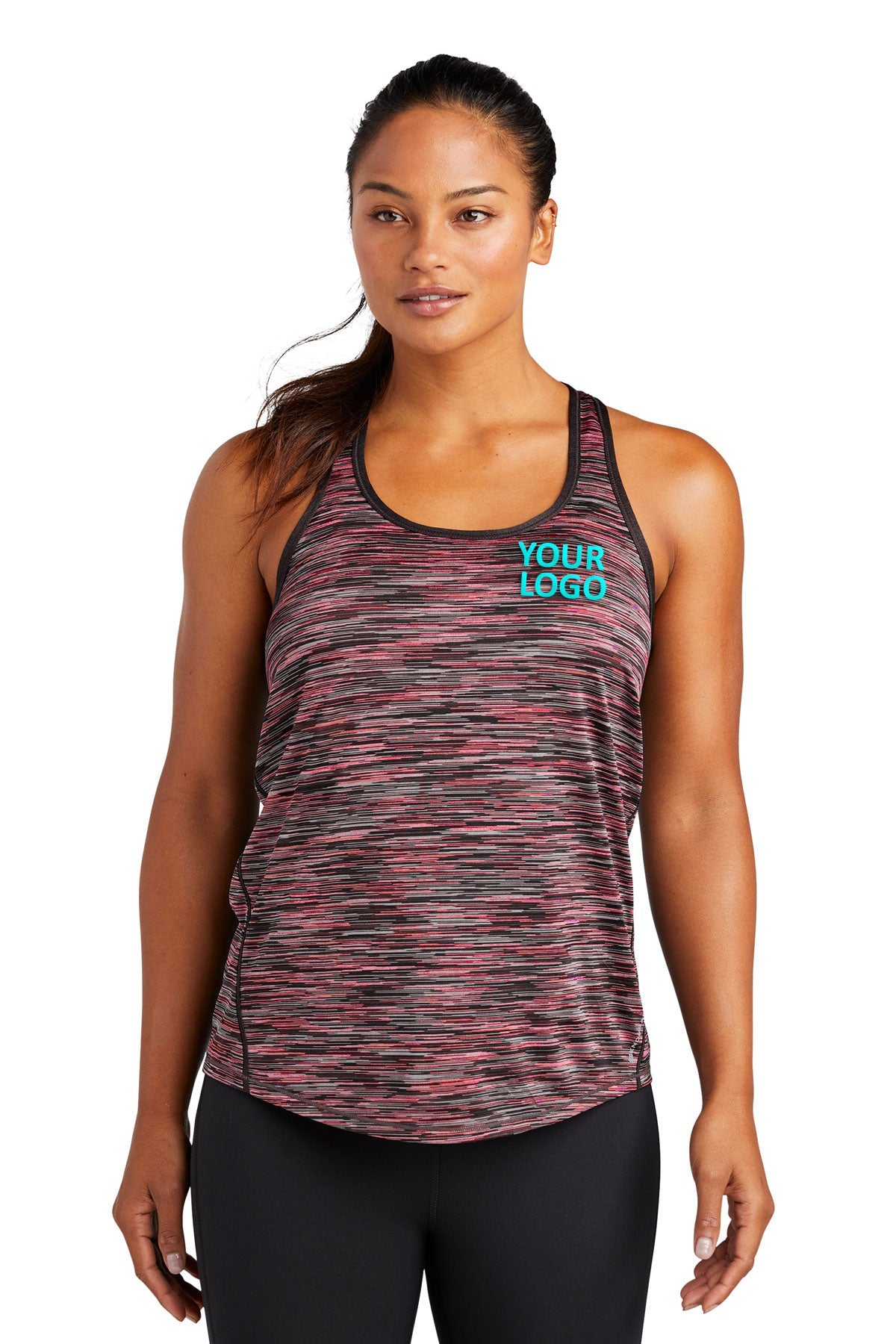 ogio endurance ladies verge racerback tank loe327 fierce coral space dye